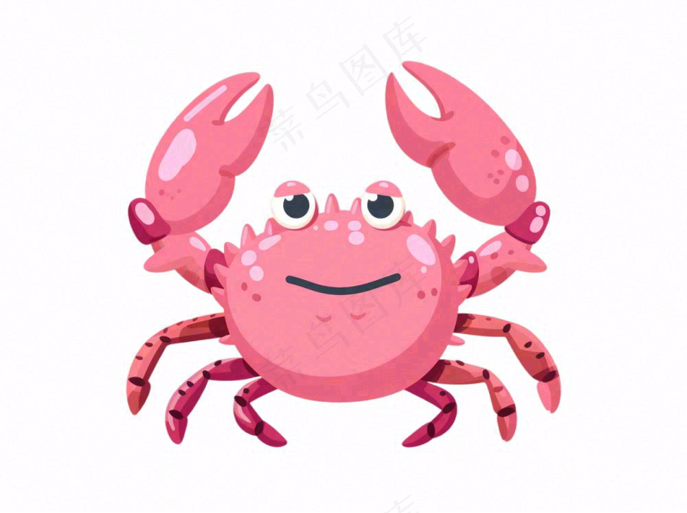 螃蟹海洋动物卡通插画免抠
