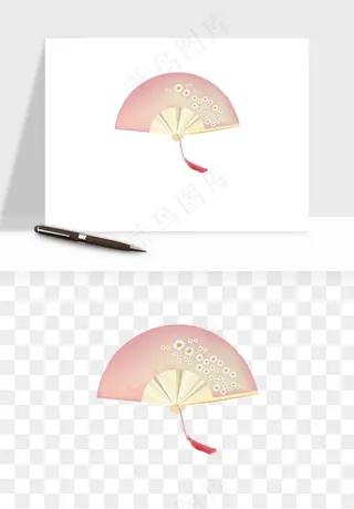 古风扇子元素png免抠