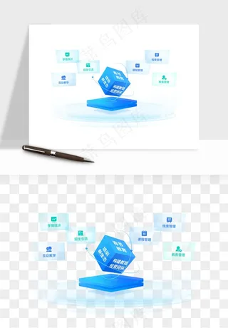 立体2.5d科技商务png免抠