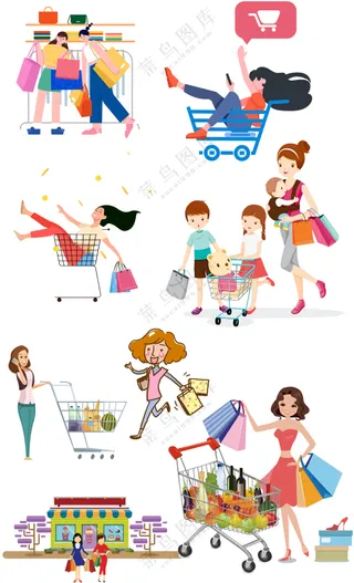 美女逛街商场开心购物元素大合集