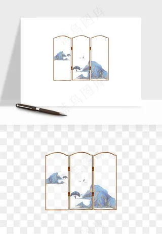 屏风国风元素png免抠