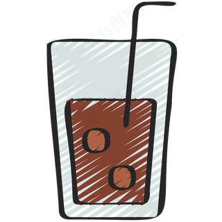 可乐 饮料 铅笔手绘图标 icon