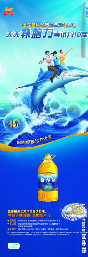 金龙鱼海洋鱼油调和油金龙鱼海洋鱼油调和油天天补脑力海报