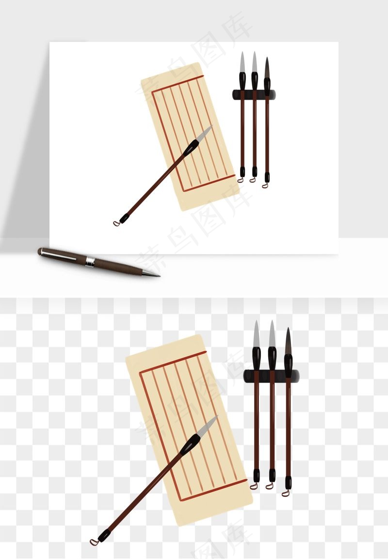 笔墨纸砚文房四宝png免抠