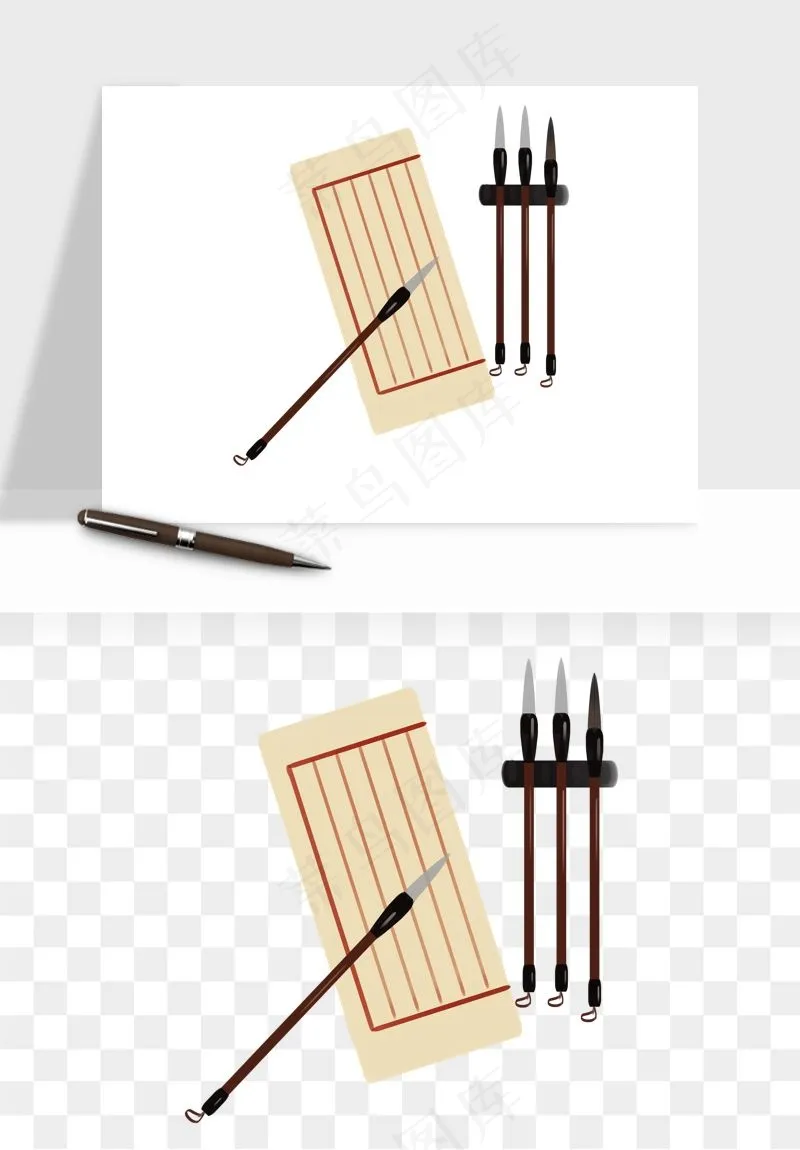 笔墨纸砚文房四宝png免抠