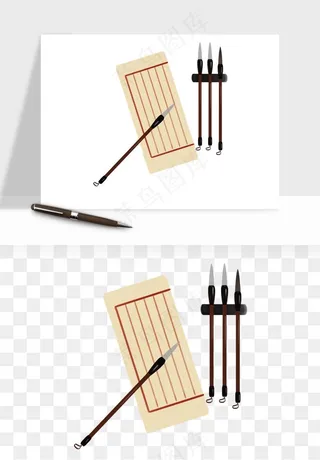 笔墨纸砚文房四宝png免抠
