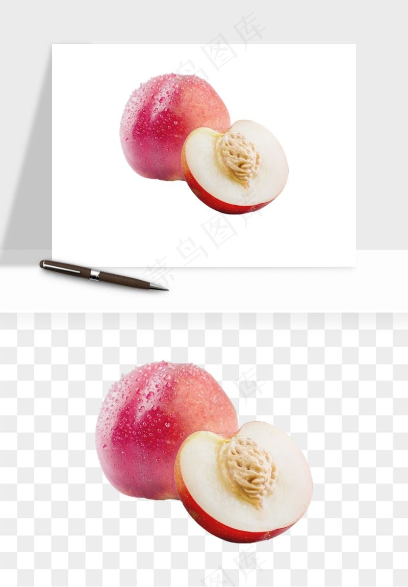 桃子油桃黄桃水果png免抠