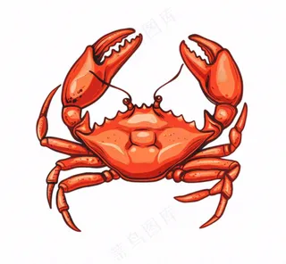 螃蟹海洋动物卡通插画免抠