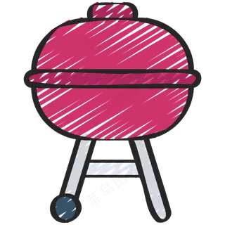 烧烤 烤肉 BBQ炉子 铅笔手绘图标icon