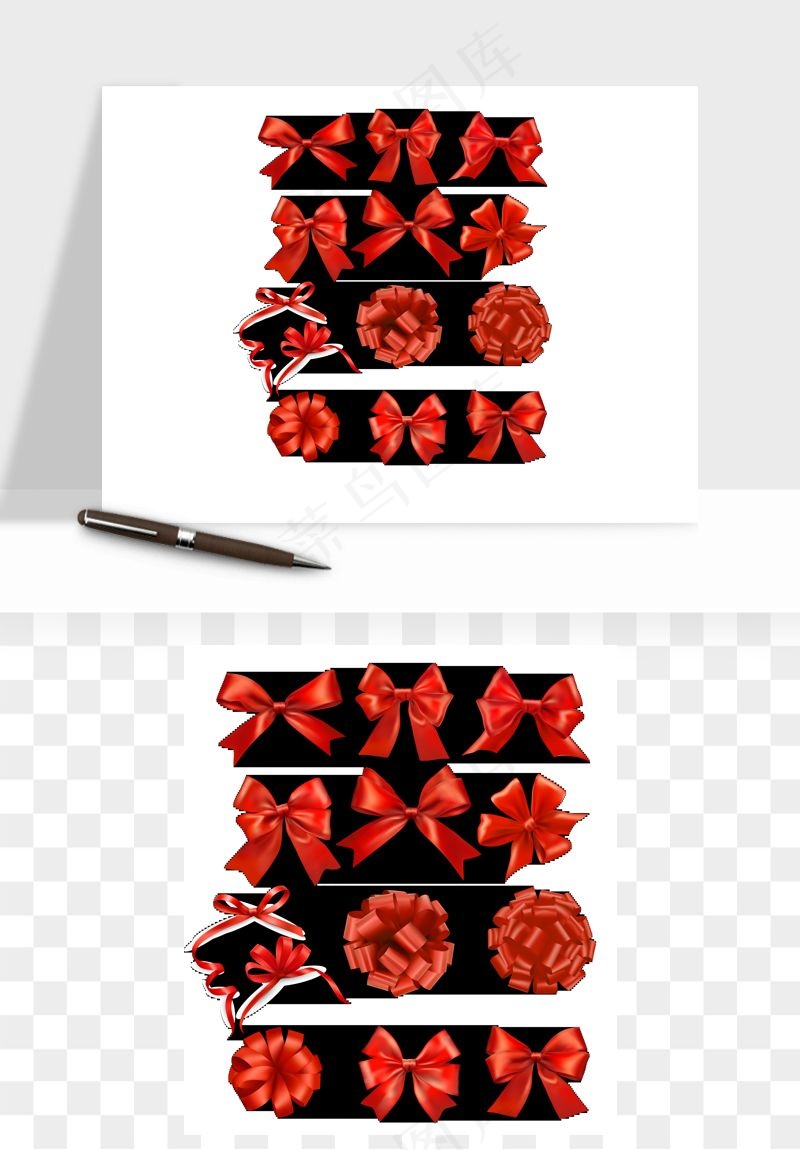 蝴蝶结丝带彩带矢量png免抠