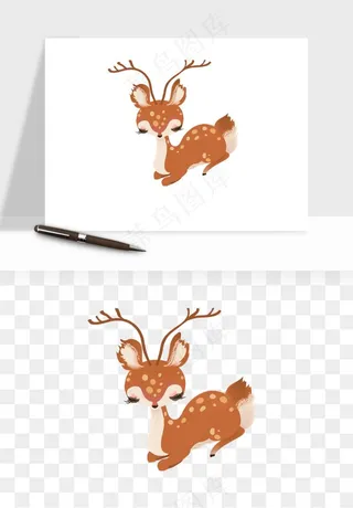 手绘梅花鹿小鹿麋鹿png免抠