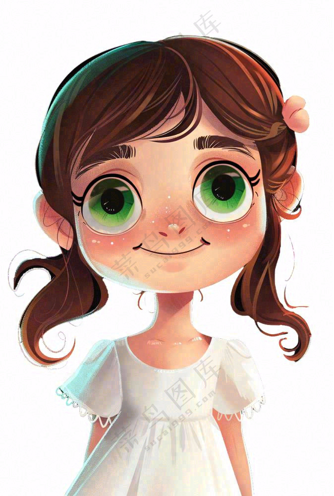可爱的女孩儿童人物卡通插画免抠