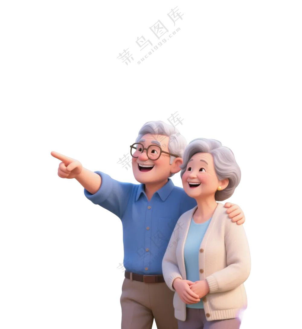 老年夫妇3D卡通人物3