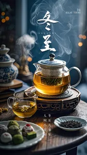 冬至简约唯美节气节日大气海报