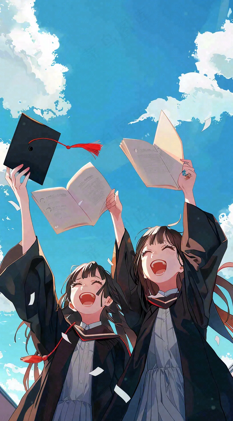 学生毕业季考试青春插画背景