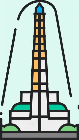 摩天大楼建筑 抽象粗线条简笔风景画