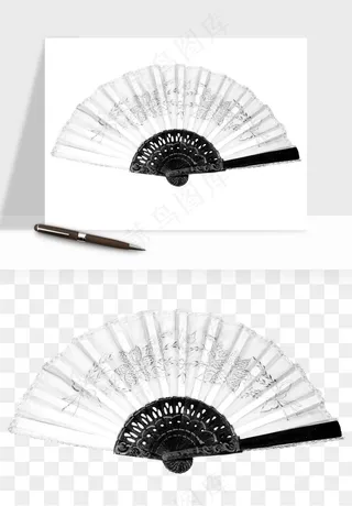 古风扇子元素png免抠