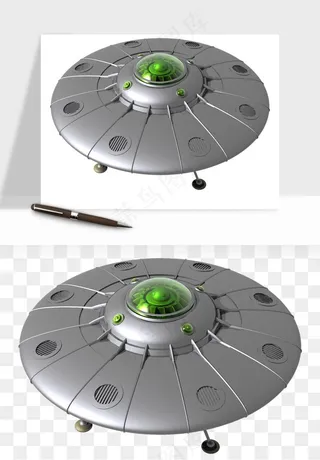 立体飞碟UFO外星人飞船png免抠