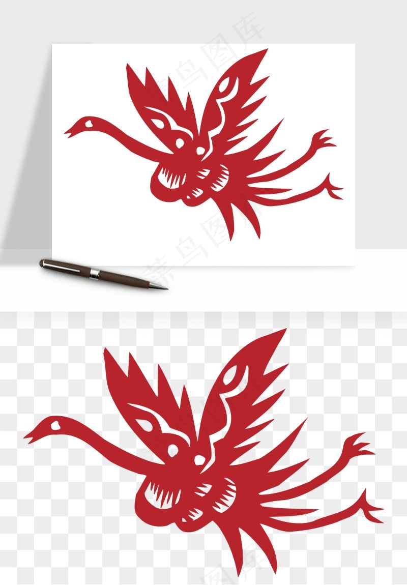传统花鸟动物剪纸png免抠