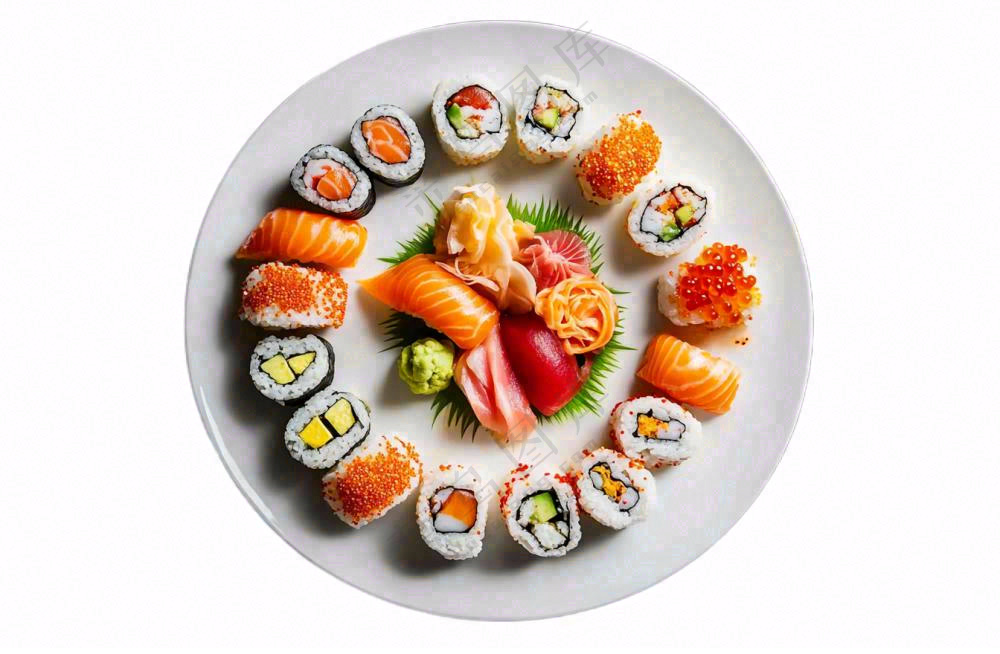 寿司三文鱼食物摄影图免抠