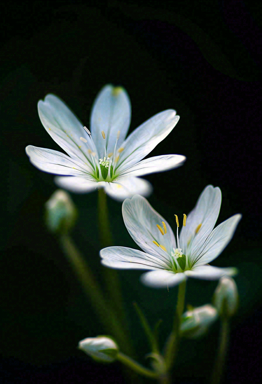 春天盛开的小白花小清新立春春分摄影图