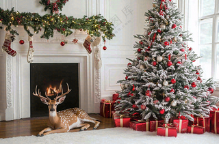 圣诞节室内装饰节日氛围摄影图