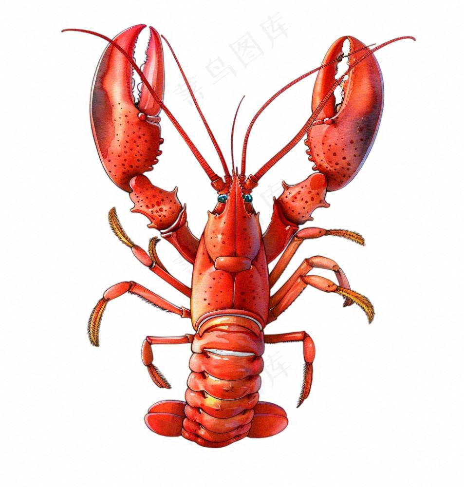 大龙虾海洋海鲜卡通插画免抠