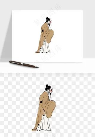 手绘古代诗人文人png免抠