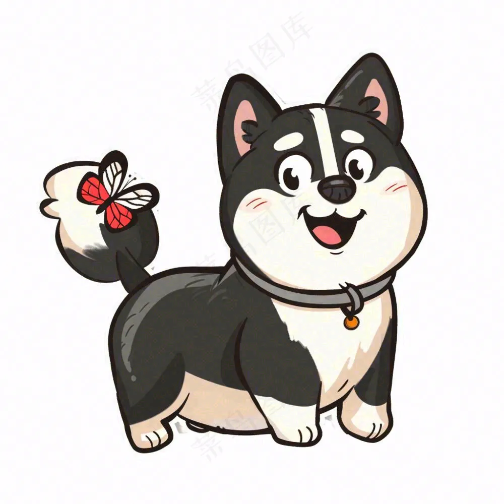 小狗宠物动物卡通插画免抠