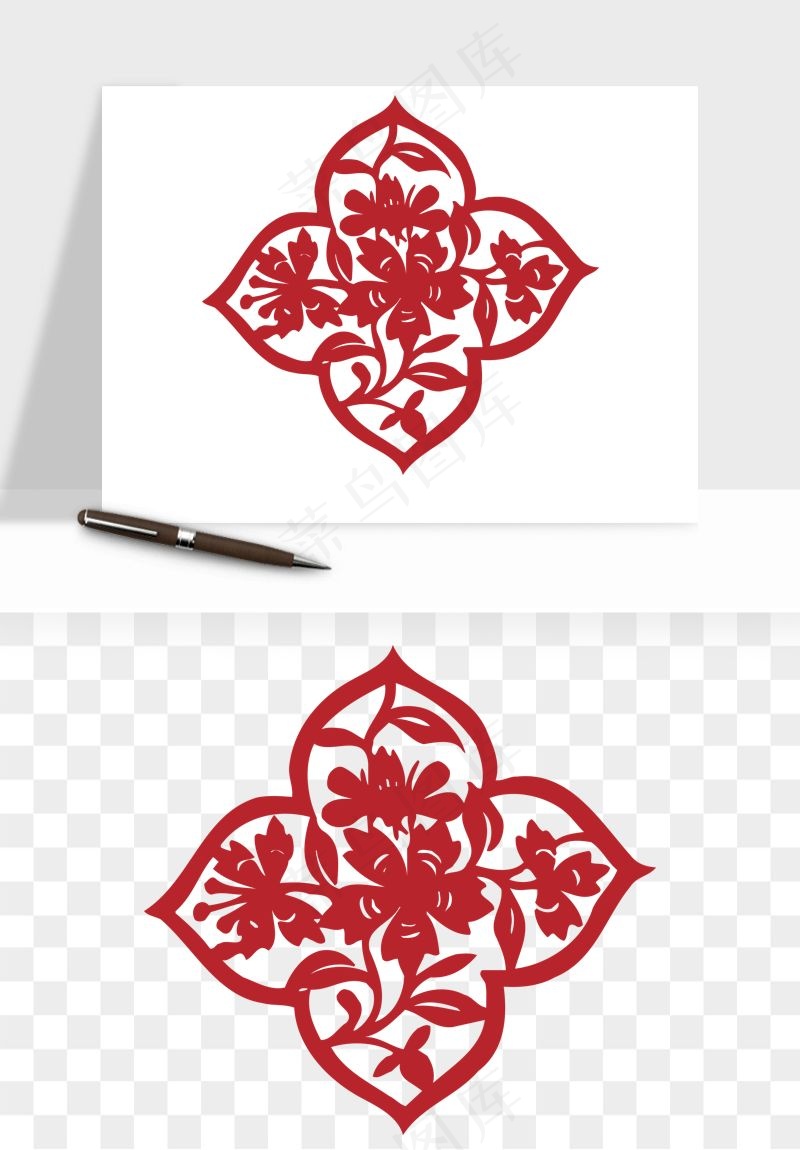 传统窗花剪纸图案png免抠