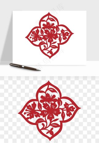 传统窗花剪纸图案png免抠