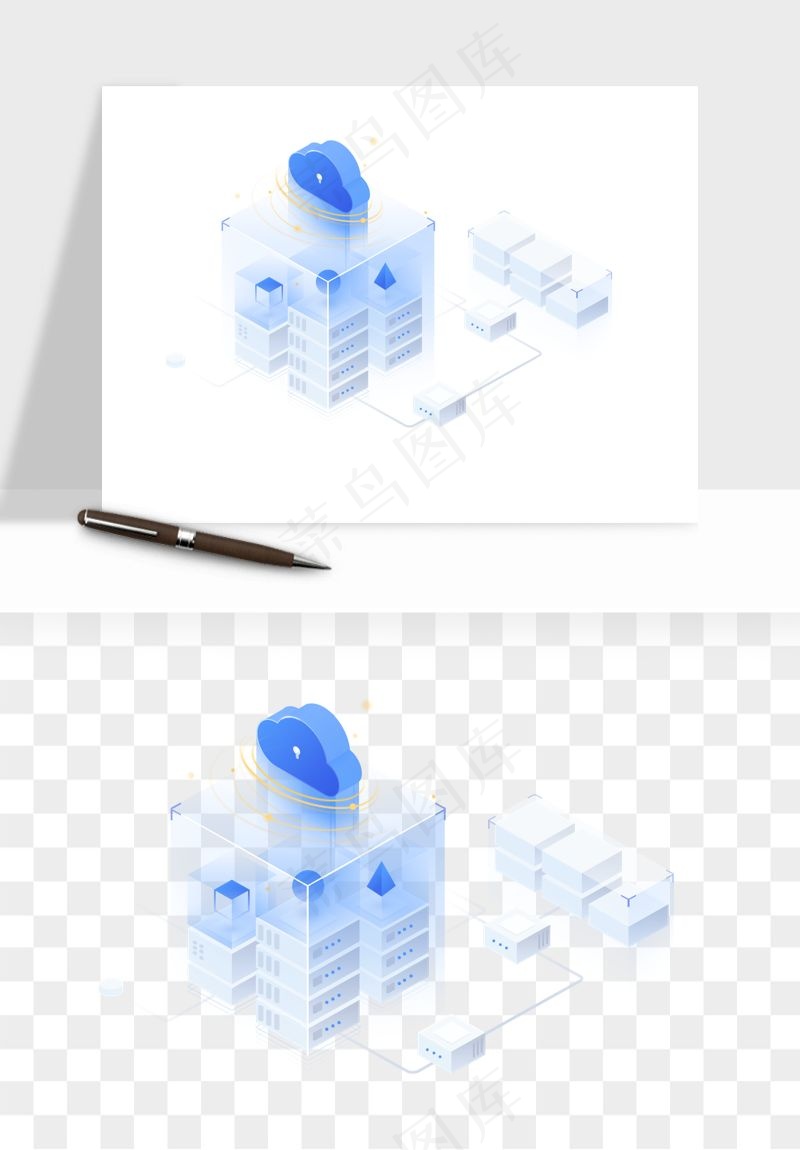 立体2.5d科技商务png免抠