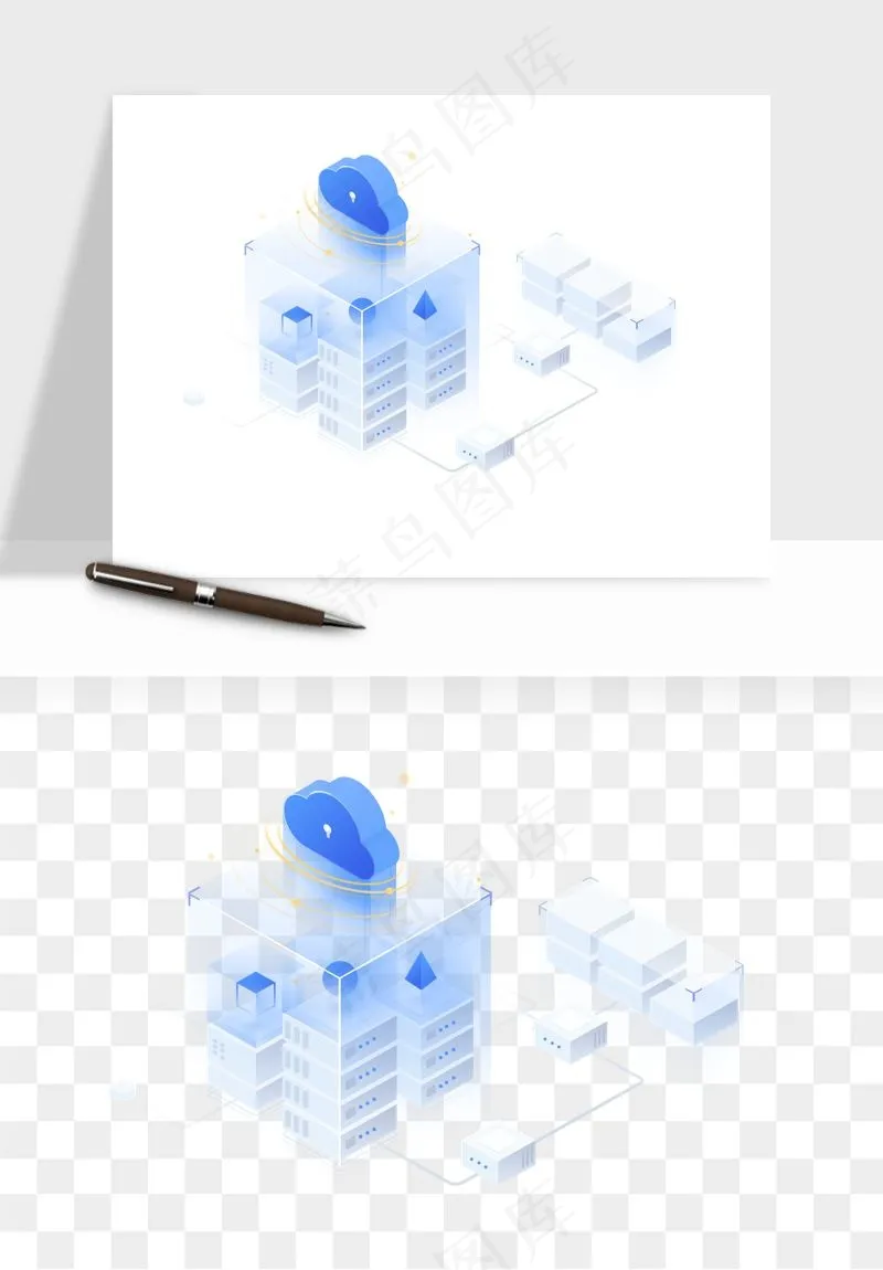 立体2.5d科技商务png免抠