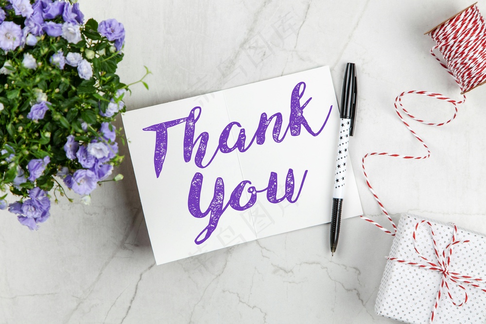 优雅 清新谢谢 贺卡 手写 thank you
