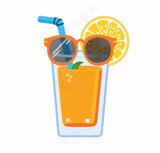 夏日海洋海滩元素卡通插画免抠