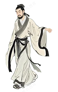 免抠中国风古风工笔画行走人物