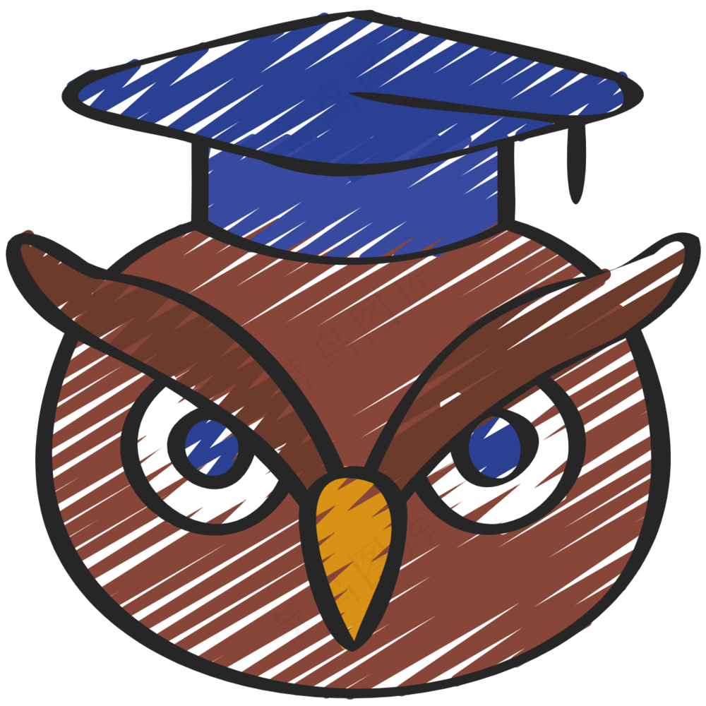 猫头鹰博士 铅笔手绘图标icon