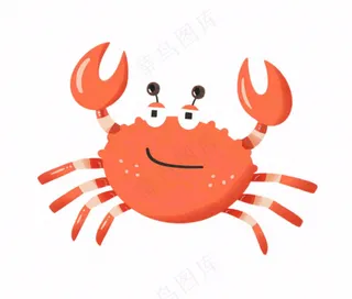 螃蟹海洋动物卡通插画免抠
