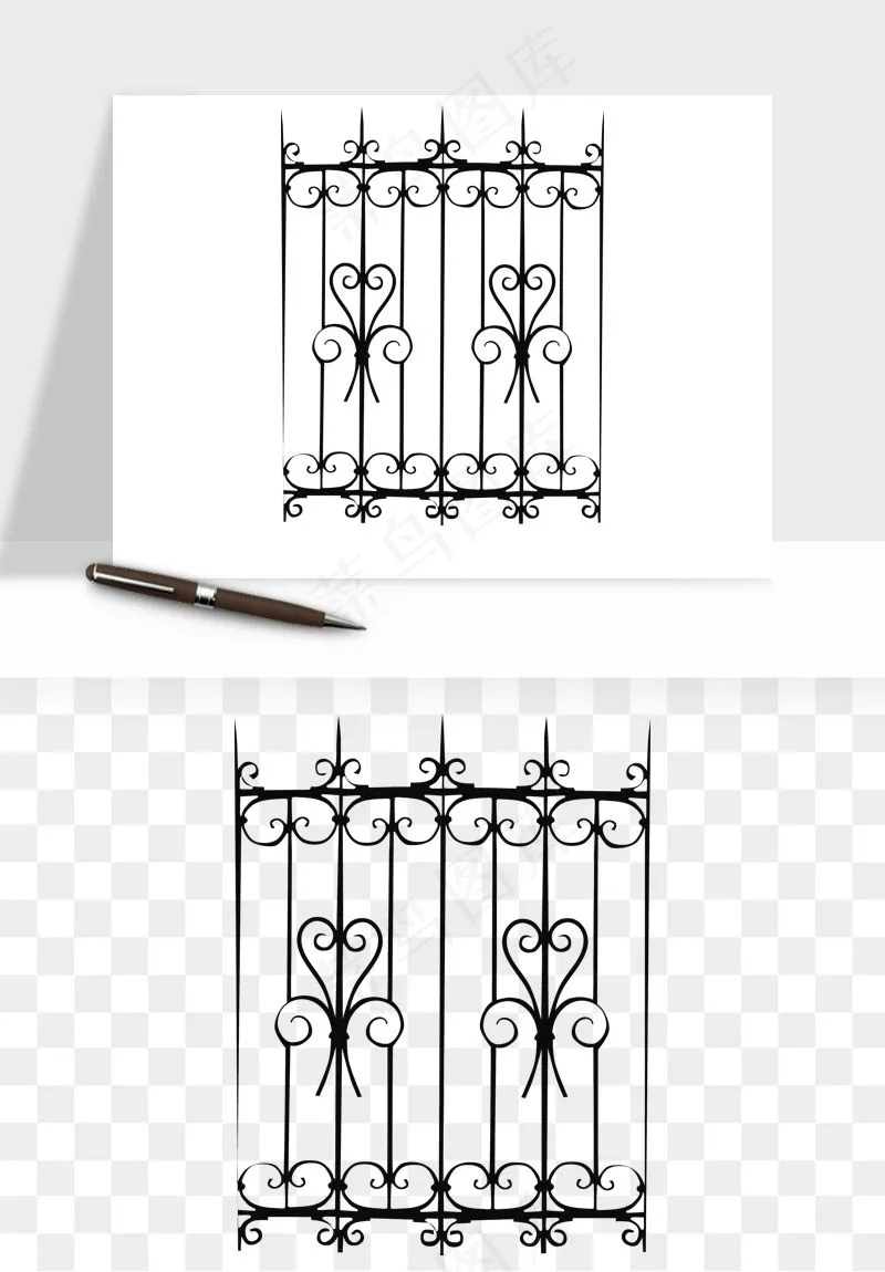 卡通铁栏杆围栏png免抠