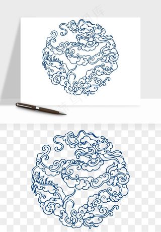 青花瓷花纹花卉图案png免抠