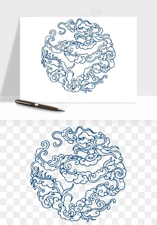 青花瓷花纹花卉图案png免抠