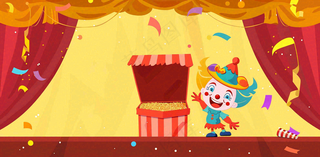 卡通插画马戏团小丑搞怪娱乐快乐表演愚人节插画背景