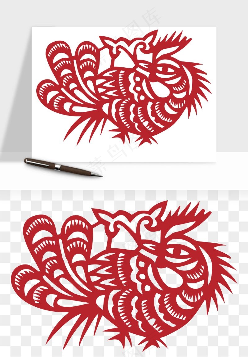 传统花鸟动物剪纸png免抠