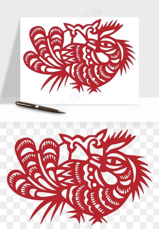 传统花鸟动物剪纸png免抠