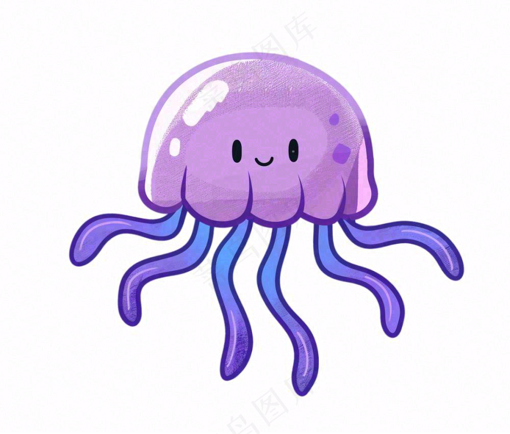 水母海洋动物卡通插画免抠