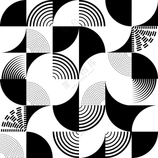 黑白几何抽象图案四方连续免抠素材