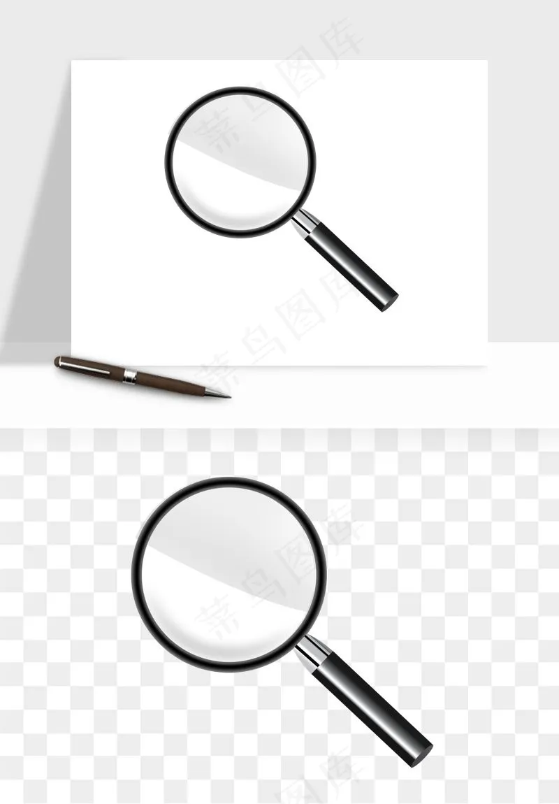 手绘放大镜镜片png免抠