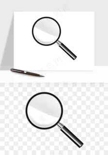 手绘放大镜镜片png免抠