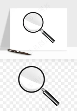 手绘放大镜镜片png免抠