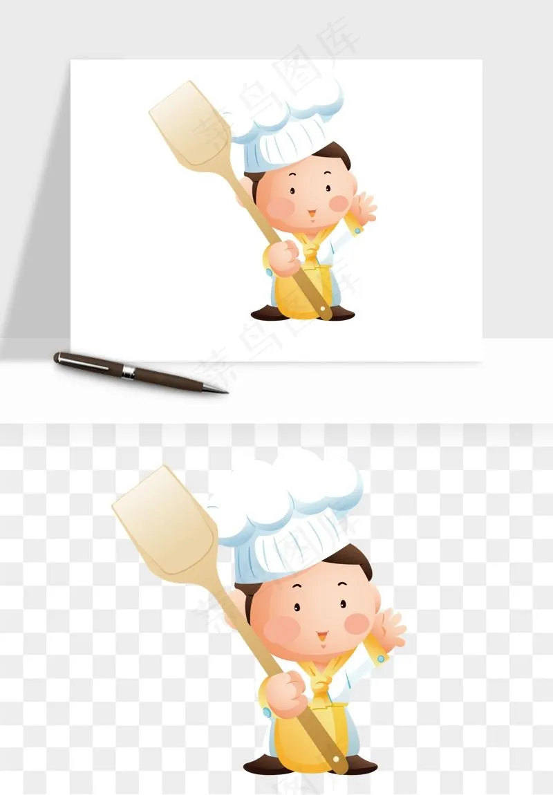 手绘厨师大厨png免抠